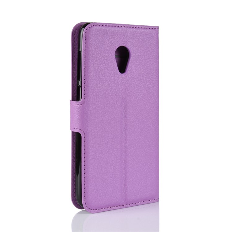 Litchi Texture Wallet Stand Leather Flip Mobile Phone Cover for Alcatel 1X - Purple-11