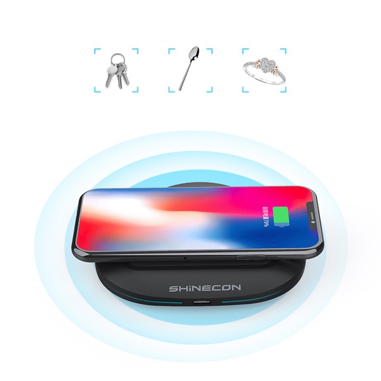 SHINECON W01 Ultra-thin Qi Wireless Charger for iPhone Samsung etc. - Black-12
