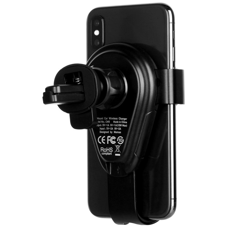 MOMAX Q.MOUNT 3 Gravity Wireless Charger Car Air Vent Mount for iPhone X/8/8 Plus Etc. - Black-6