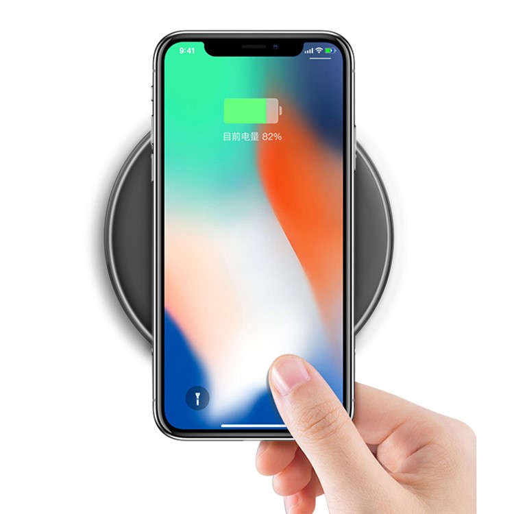 SHINEWOW FC150 Round Shape 10W Quick Wireless Charger Pad for iPhone Samsung etc - Black-2