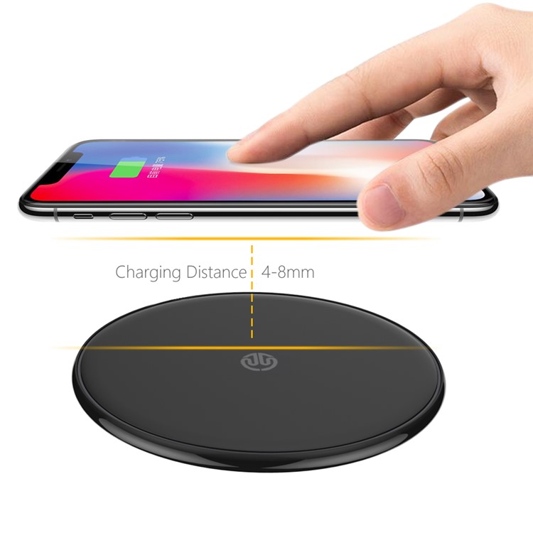 SHINEWOW FC150 Round Shape 10W Quick Wireless Charger Pad for iPhone Samsung etc - Black-4
