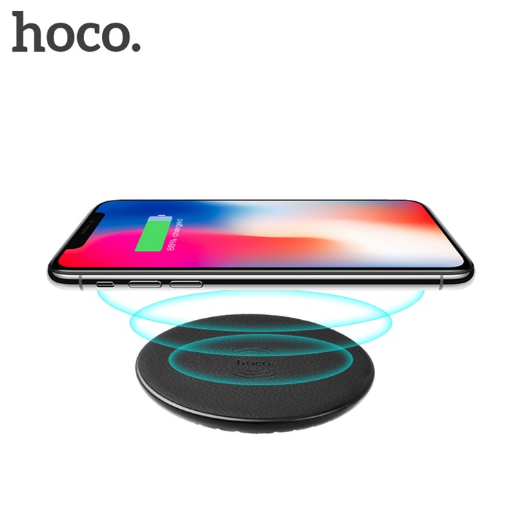 HOCO CW14 5V/2A Qi Standard Wireless Charging Pad with LED Light for iPhone Samsung etc. - Black-3