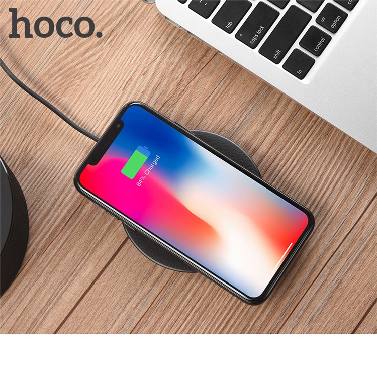 HOCO CW14 5V/2A Qi Standard Wireless Charging Pad with LED Light for iPhone Samsung etc. - Black-5