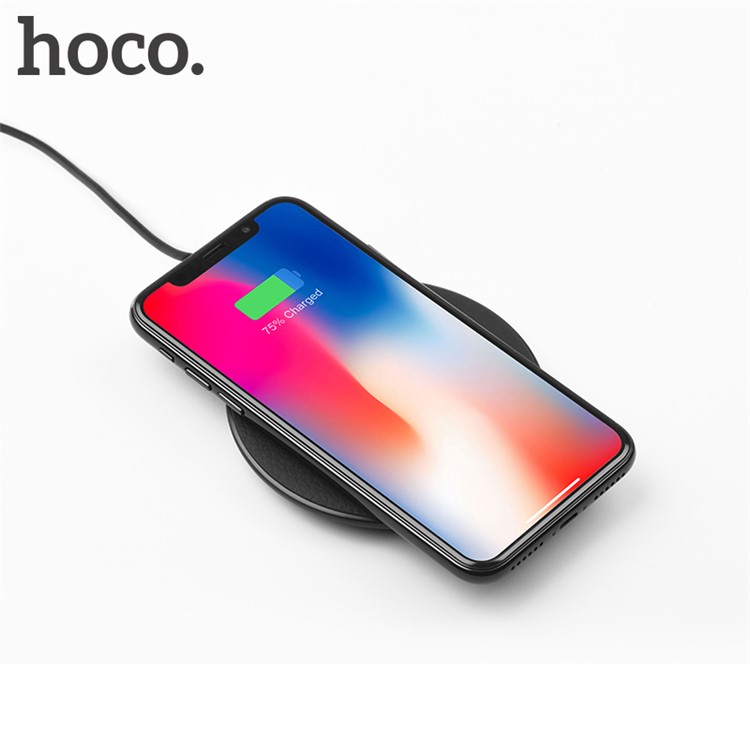 HOCO CW14 5V/2A Qi Standard Wireless Charging Pad with LED Light for iPhone Samsung etc. - Black-6