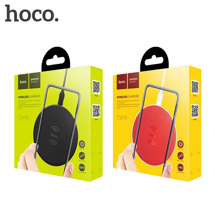 HOCO CW14 5V/2A Qi Standard Wireless Charging Pad with LED Light for iPhone Samsung etc. - Black-7