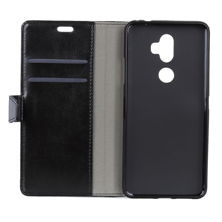 For Alcatel 3v Crazy Horse Texture Stand Leather Wallet Shell - Black-5