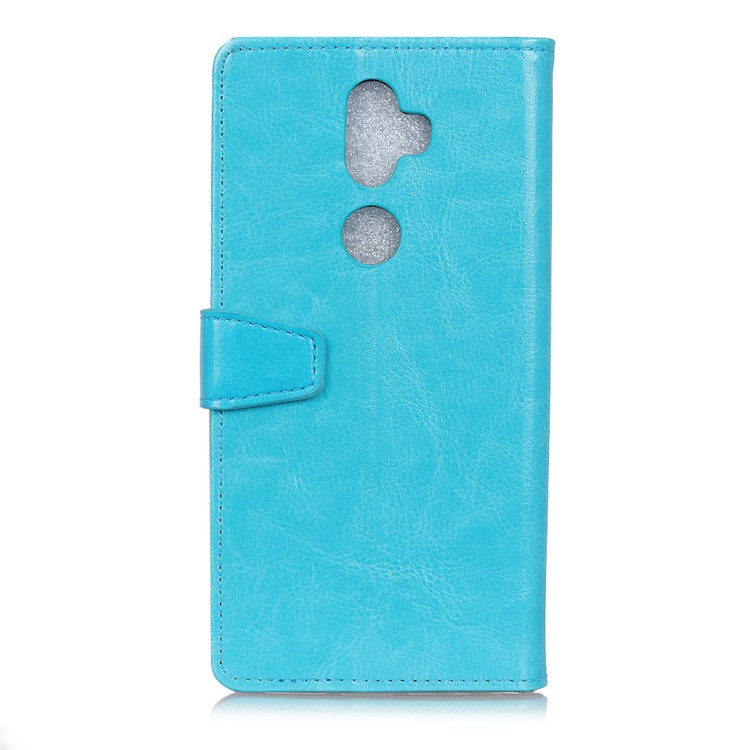 For Alcatel 3v Crazy Horse Texture PU Leather Protection Cell Phone Case Cover with Card Holder - Blue-3