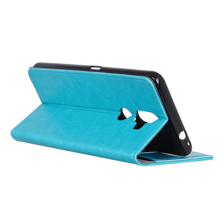 For Alcatel 3v Crazy Horse Texture PU Leather Protection Cell Phone Case Cover with Card Holder - Blue-7