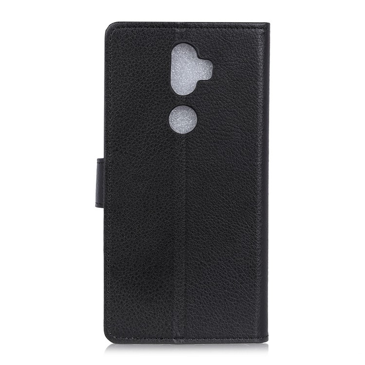 Litchi Texture Wallet Leather Flip Stand Phone Shell for Alcatel 3v - Black-4