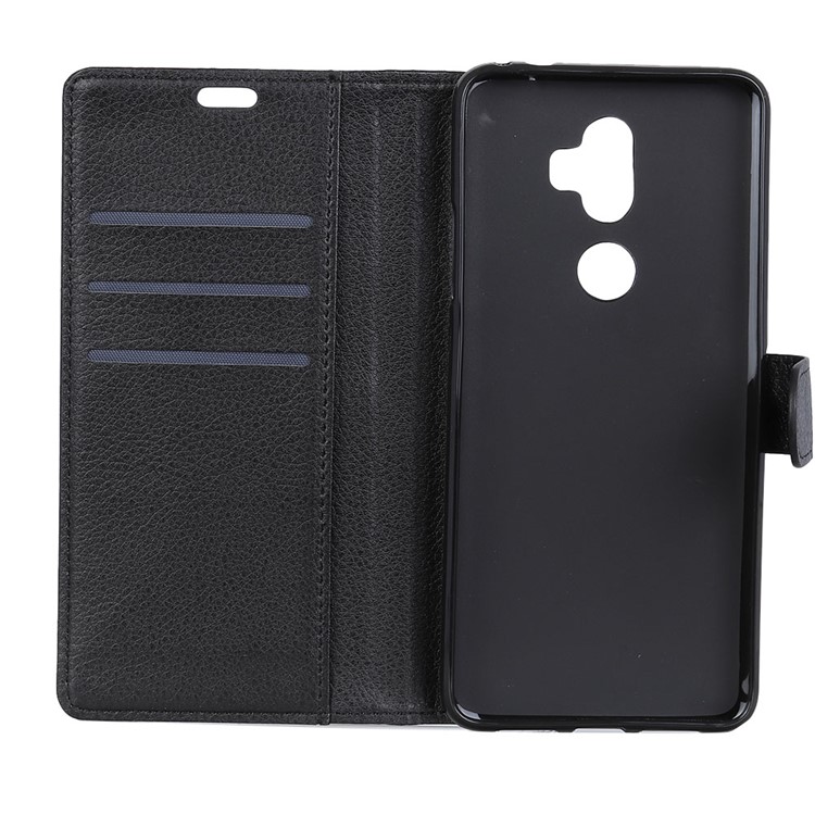 Litchi Texture Wallet Leather Flip Stand Phone Shell for Alcatel 3v - Black-5