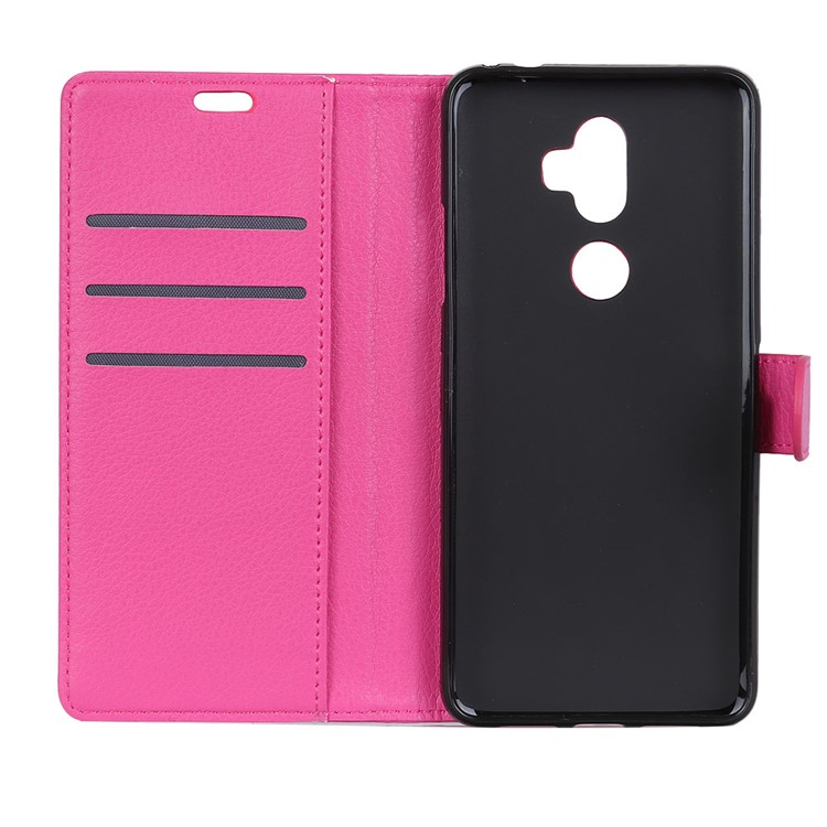 Litchi Texture Wallet Stand Leather Protection Phone Cover for Alcatel 3v - Rose-4