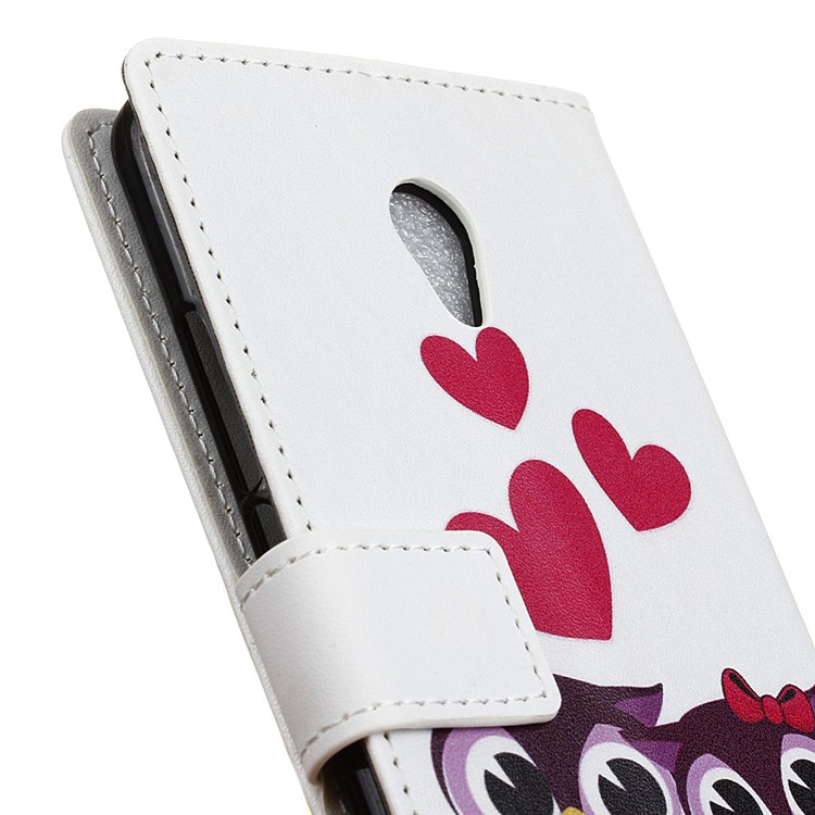 Pattern Printing Stand Leather Stand Wallet Mobile Case for Alcatel 1C - Sweet Owl Family-3