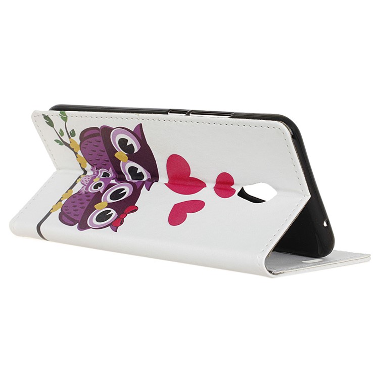Pattern Printing Stand Leather Stand Wallet Mobile Case for Alcatel 1C - Sweet Owl Family-4