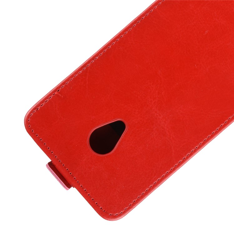 Crazy Horse Vertical Flip Card Holder Leather Shell for Alcatel 1X - Red-5