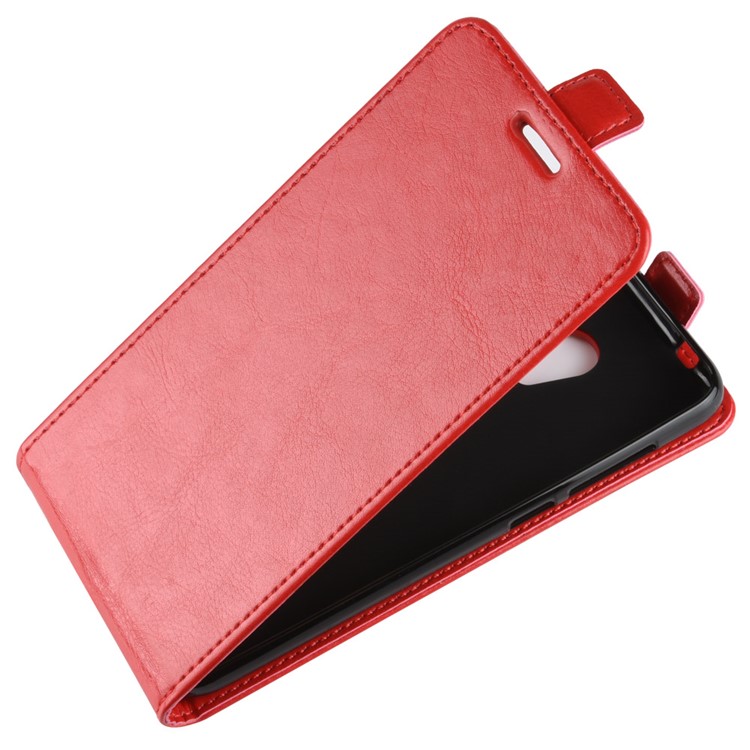 Crazy Horse Vertical Flip Card Holder Leather Shell for Alcatel 1X - Red-7