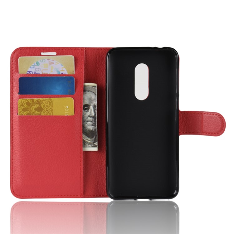 For Alcatel 3 Litchi Skin Wallet Leather Stand Protective Mobile Case - Red-5