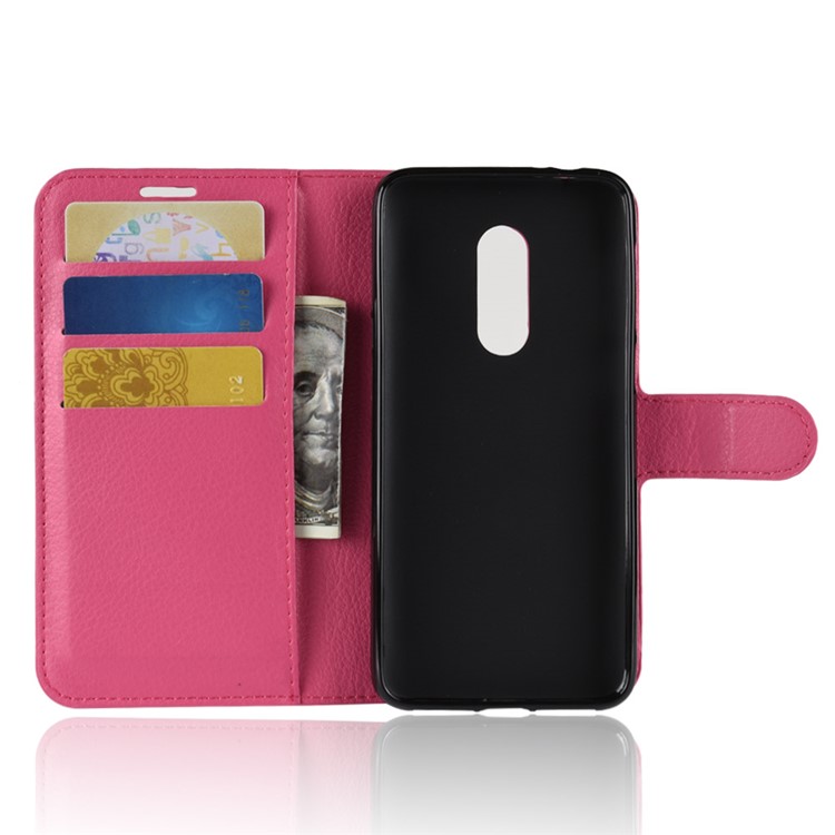 Litchi Texture Wallet Stand Leather Stand Case with Card Holders for Alcatel 3 - Rose-5