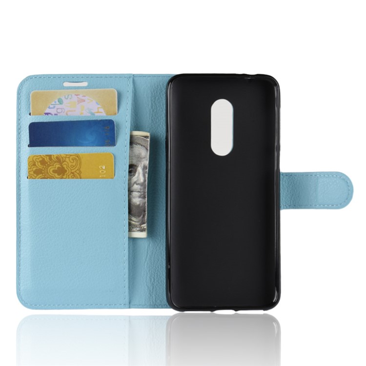 Litchi Skin Wallet Leather Stand Magnetic Folio Cellphone Case for Alcatel 3 - Baby Blue-5