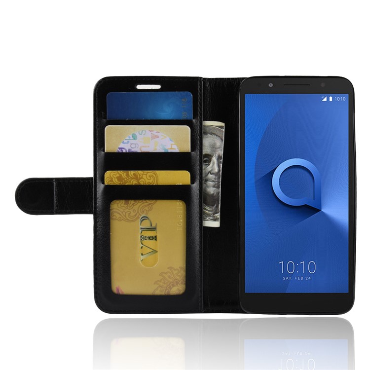 Crazy Horse Wallet Leather Stand Case for Alcatel 1X - Black-6