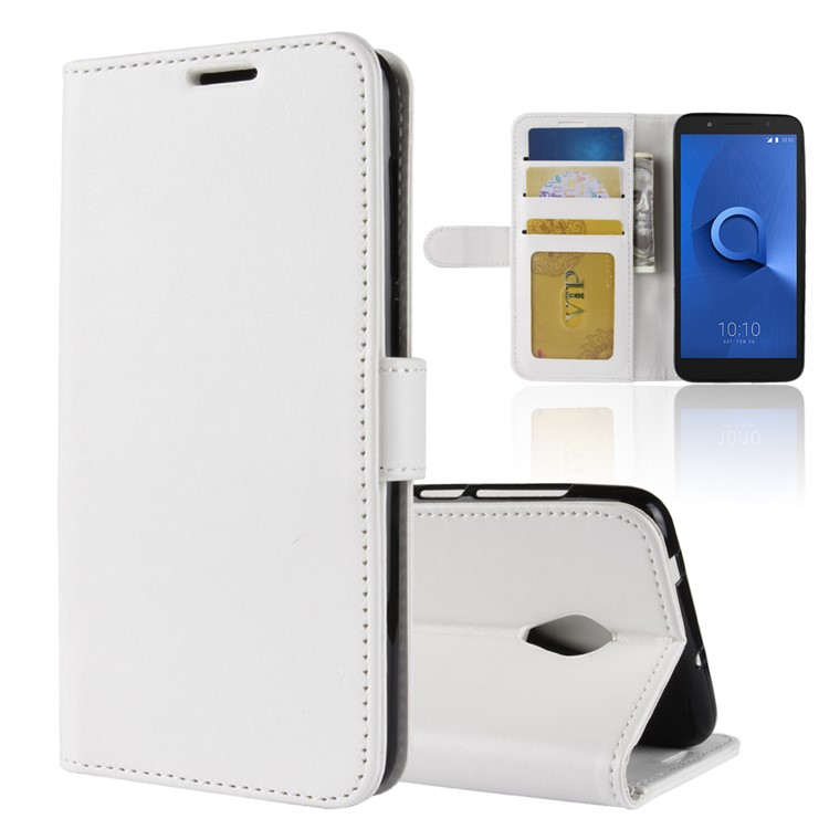 Crazy Horse Wallet Leather Stand Cover for Alcatel 1X - White-1