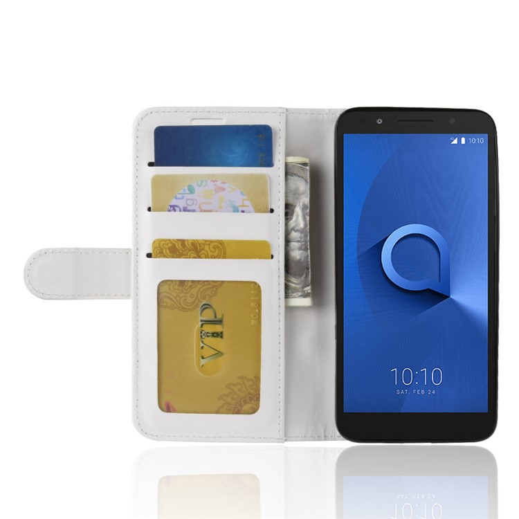 Crazy Horse Wallet Leather Stand Cover for Alcatel 1X - White-6
