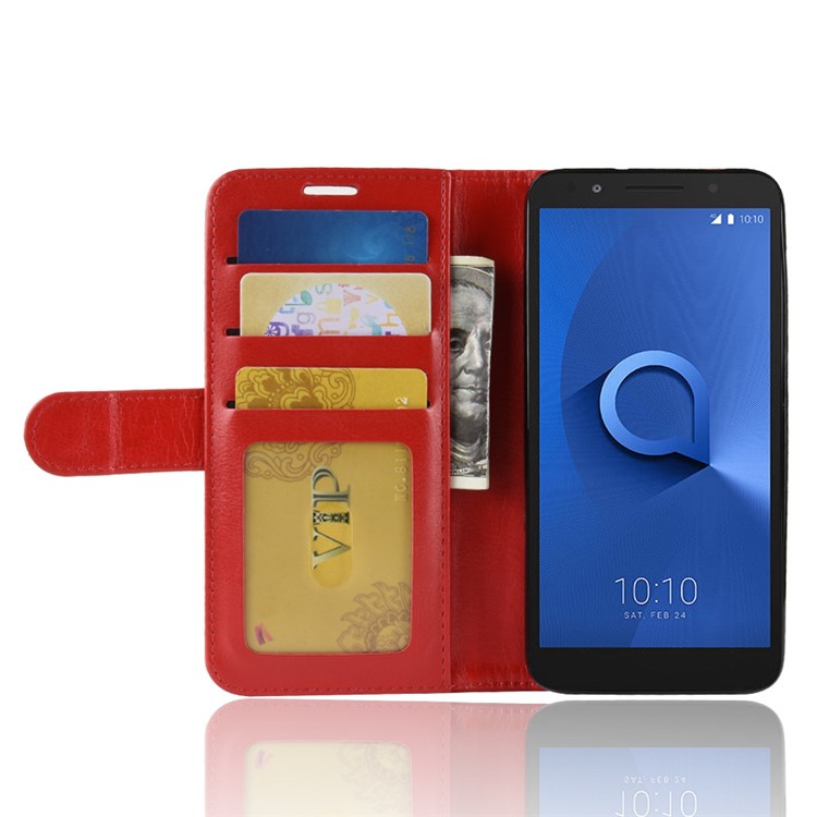 Crazy Horse Magnetic Leather Stand Case for Alcatel 1X - Red-6