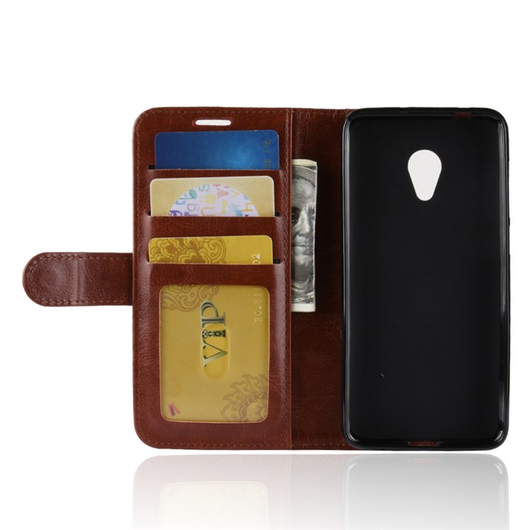 Crazy Horse Magnetic Leather Stand Cover for Alcatel 1X - Brown-3
