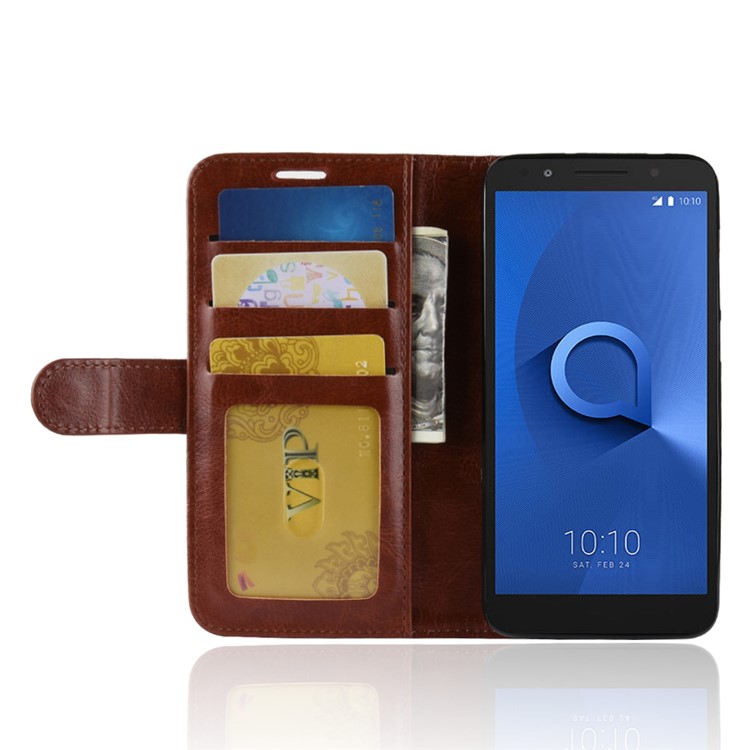 Crazy Horse Magnetic Leather Stand Cover for Alcatel 1X - Brown-4