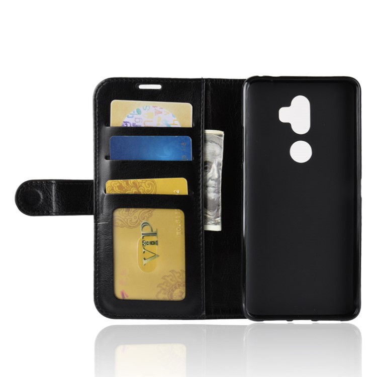 Crazy Horse Magnetic Stand Wallet Leather Mobile Phone Case for Alcatel 3v - Black-5