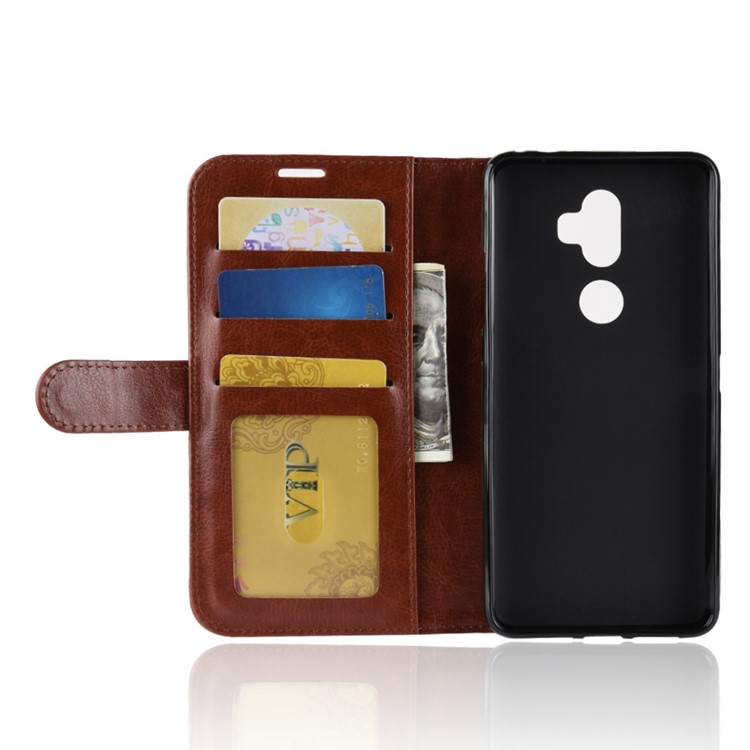 Crazy Horse Magnetic Stand Wallet Leather Mobile Phone Shell for Alcatel 3v - Red-5