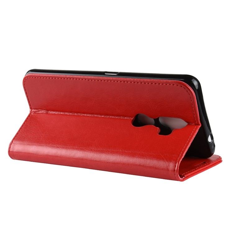 Crazy Horse Magnetic Stand Wallet Leather Mobile Phone Shell for Alcatel 3v - Red-7