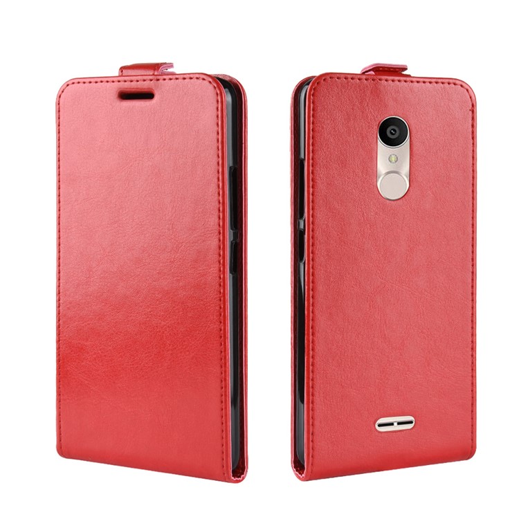 Crazy Horse Vertical Flip Card Holder Leather Cover for Alcatel 3C - Red-3