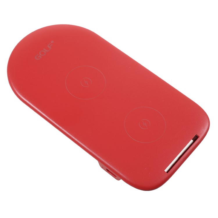GOLF WQ6 2-Coil 10W Fast Qi Wireless Charging Stand for iPhone X/8/Galaxy S9/S8 Etc - Red-2