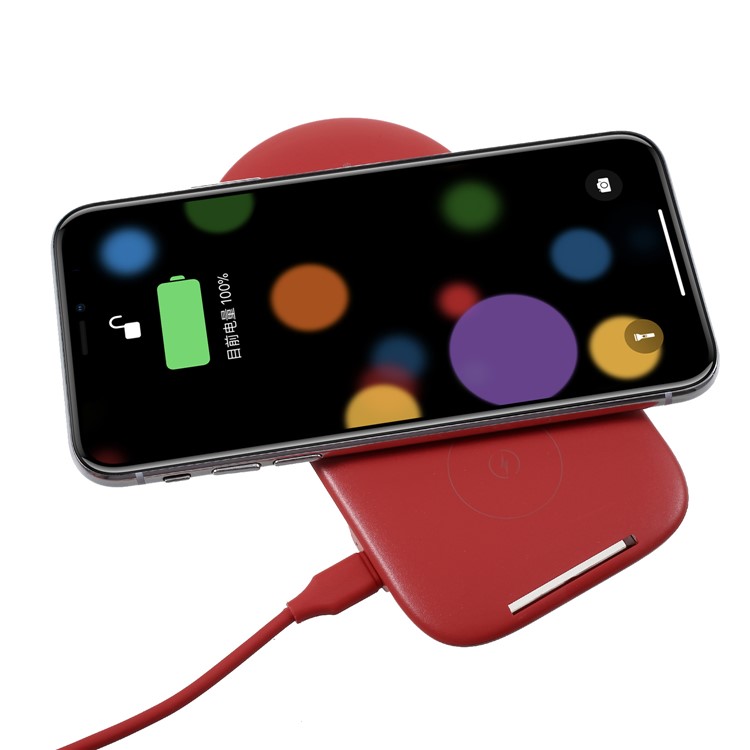 GOLF WQ6 2-Coil 10W Fast Qi Wireless Charging Stand for iPhone X/8/Galaxy S9/S8 Etc - Red-4