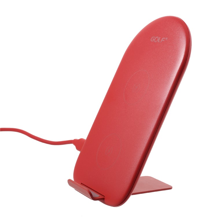 GOLF WQ6 2-Coil 10W Fast Qi Wireless Charging Stand for iPhone X/8/Galaxy S9/S8 Etc - Red-8