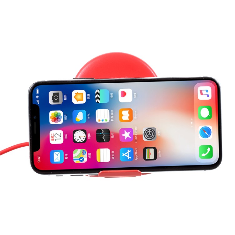 GOLF WQ7 Single Coil 5W Qi Wireless Charging Stand for iPhone X/8/Galaxy S9/S8 Etc - Red-5