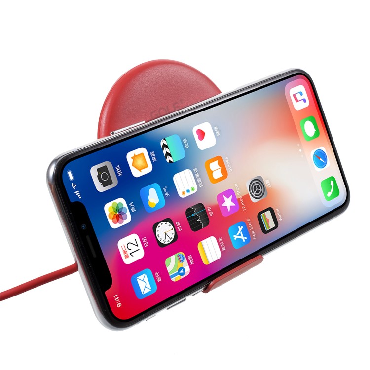 GOLF WQ7 Single Coil 5W Qi Wireless Charging Stand for iPhone X/8/Galaxy S9/S8 Etc - Red-6