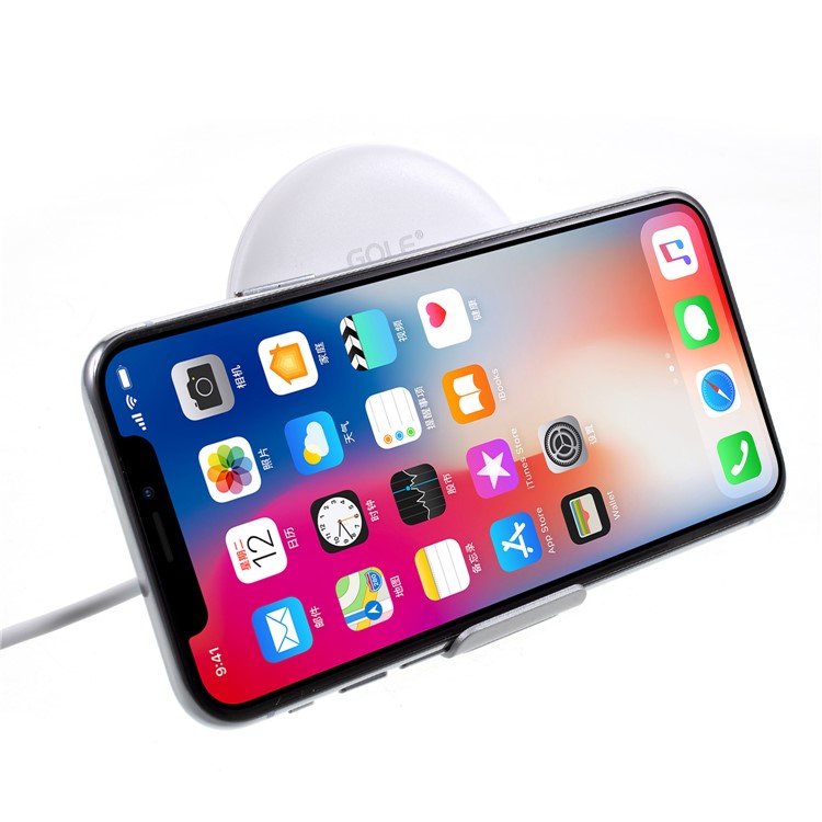 GOLF WQ7 Single Coil 5W Qi Wireless Charger Holder for iPhone X/8/Galaxy S9/S8 Etc - White-4