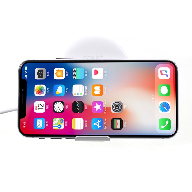 GOLF WQ7 Single Coil 5W Qi Wireless Charger Holder for iPhone X/8/Galaxy S9/S8 Etc - White-5