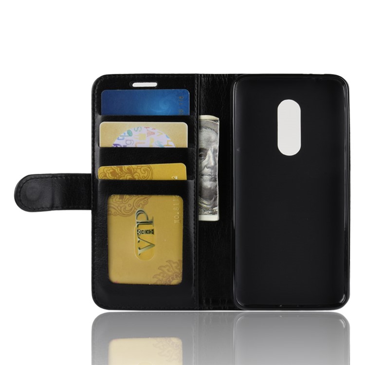For Alcatel 3 Crazy Horse Stand Wallet Leather Phone Case - Black-4