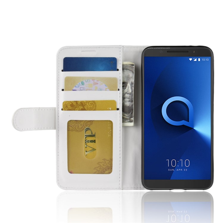 For Alcatel 3 Crazy Horse Stand Wallet Leather Flip Cover - White-5