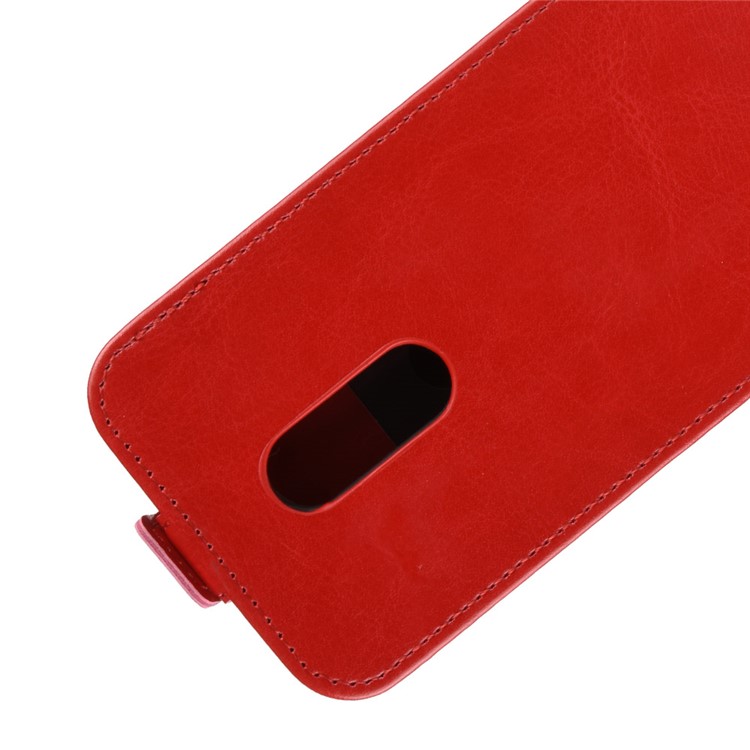 Crazy Horse Texture Vertical Flip Card Slot Leather Phone Casing for Alcatel 3 - Red-3