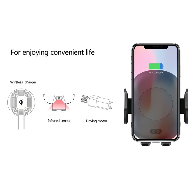 C10 Détecteur De Mouvement Infrarouge Voiture Air Évent Qi Chargeur Sans Fil Téléphone Titulaire-7