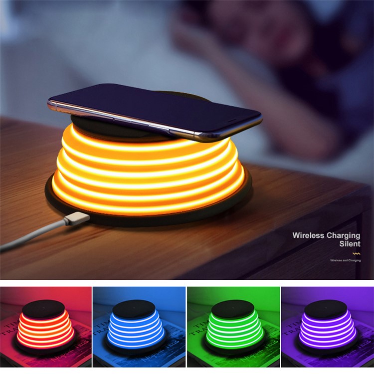 XOOMZ S18 5-color Night Light + Wireless Qi Charging Pad with Stand for iPhone X/8/8 Plus etc. - Black-1