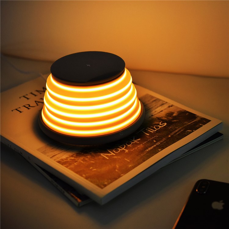 XOOMZ S18 5-color Night Light + Wireless Qi Charging Pad with Stand for iPhone X/8/8 Plus etc. - Black-10