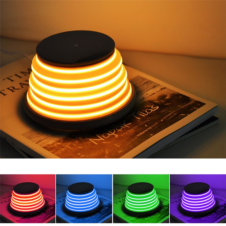 XOOMZ S18 5-color Night Light + Wireless Qi Charging Pad with Stand for iPhone X/8/8 Plus etc. - Black-11