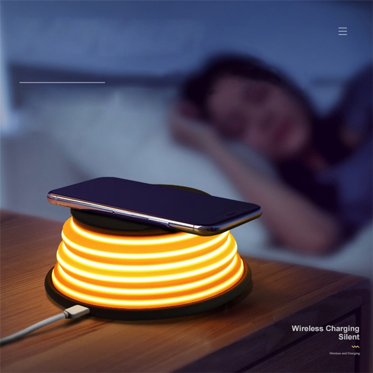 XOOMZ S18 5-color Night Light + Wireless Qi Charging Pad with Stand for iPhone X/8/8 Plus etc. - Black-12