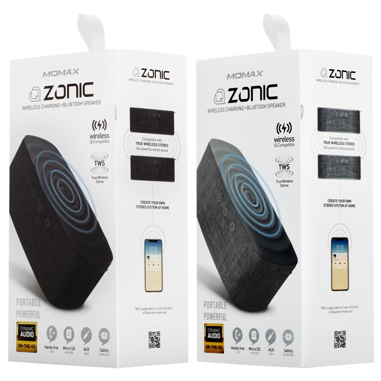 MOMAX Q.zonic Portable 2-in-1 Wireless Charger + Bluetooth 4.2 Speaker for Samsung iPhone - Black-19
