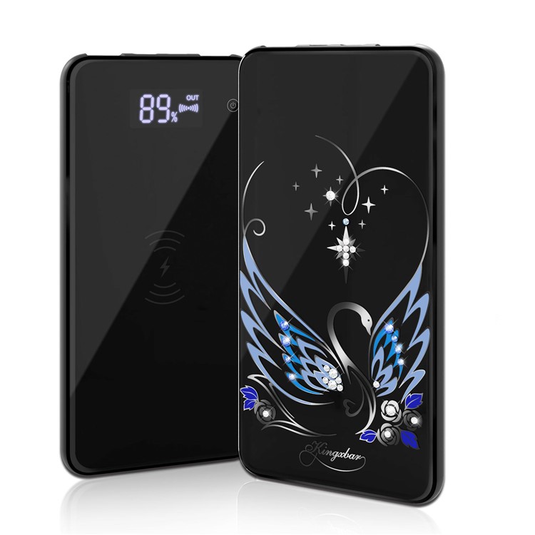 KINGXBAR Authorized Swarovski Crystal 5000mAh Wireless Charging Power Bank Qi Wireless Charger Battery Pack - Black-24