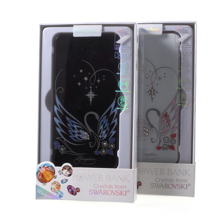 KINGXBAR Authorized Swarovski Crystal 5000mAh Wireless Charging Power Bank Qi Wireless Charger Battery Pack - Black-28